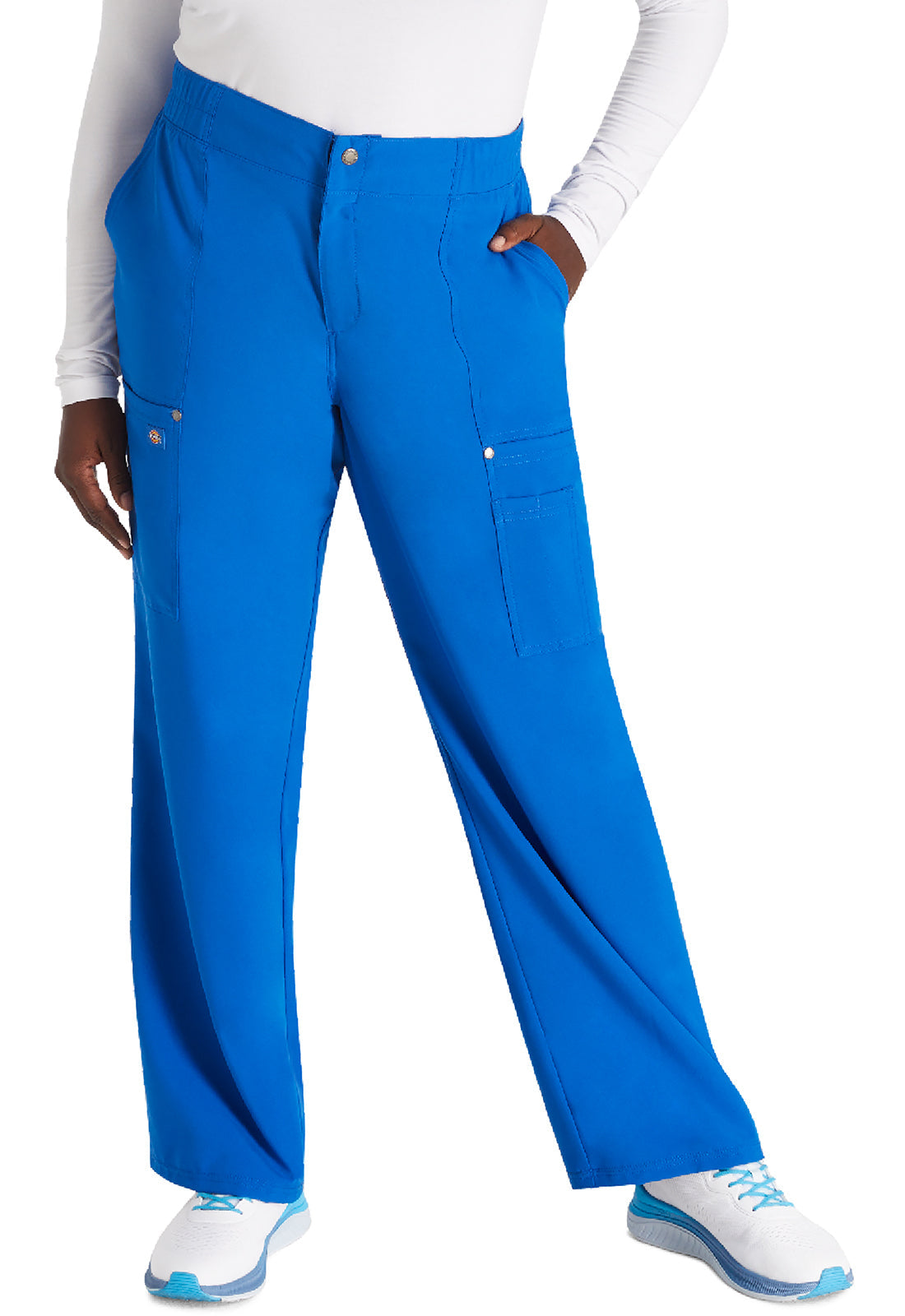 Women's Mid Rise Zip Fly Wide Leg Cargo Pant - Royal